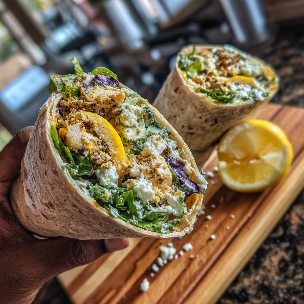 Lemon Feta Turkey Salad Wraps